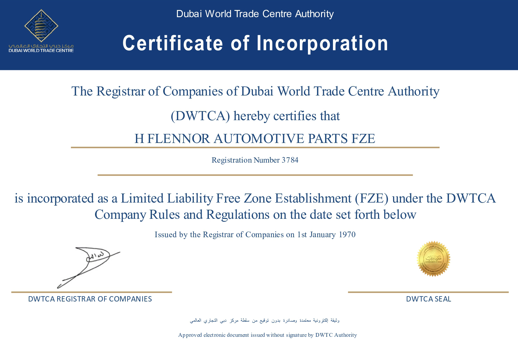 Certificate of Incorporation